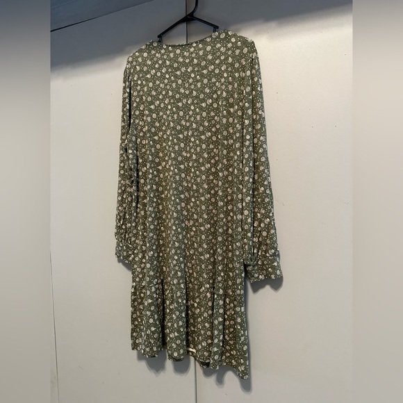 ❤️LOFT - Olive Green Long Sleeve V-Neck Sundress (Size XL) - Picture 10 of 11